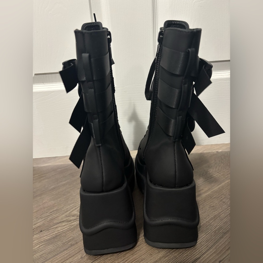 Dolls Kill / Current Mood Mad Hustle Wedge Platform Boots - Picture 4 of 9